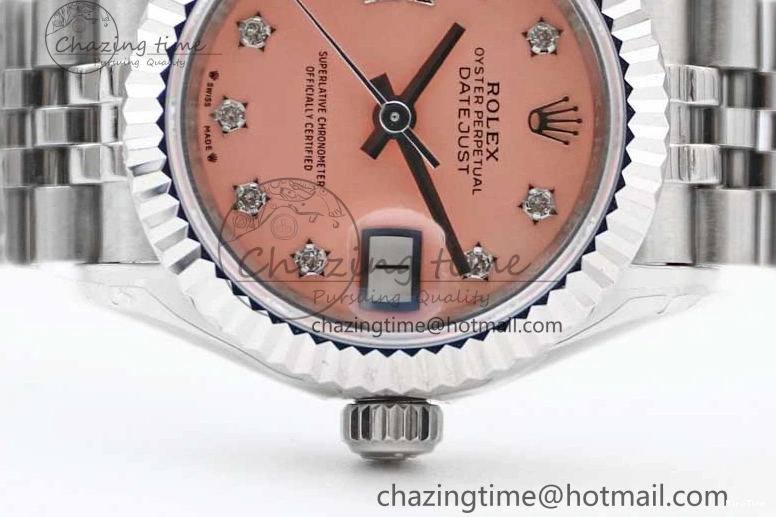 MiroTime 0404 HighPerformance Lady DateJust 28 SS TWF 1:1 Best Edition 904L Steel Pink Dial Diam Markers on President Bracelet NH 2179